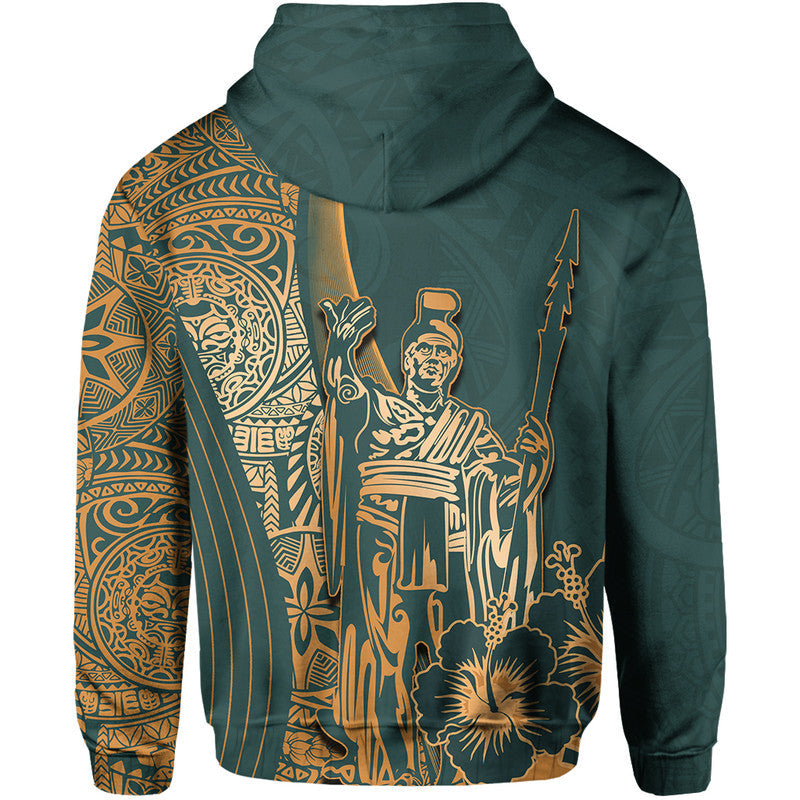 Hawaiian King Kamehameha Hoodie Vibe Green Style LT6 - Wonder Print Shop