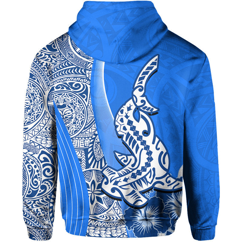 Hawaiian Shark Polynesian Hoodie Vibe Blue Style LT6 - Wonder Print Shop