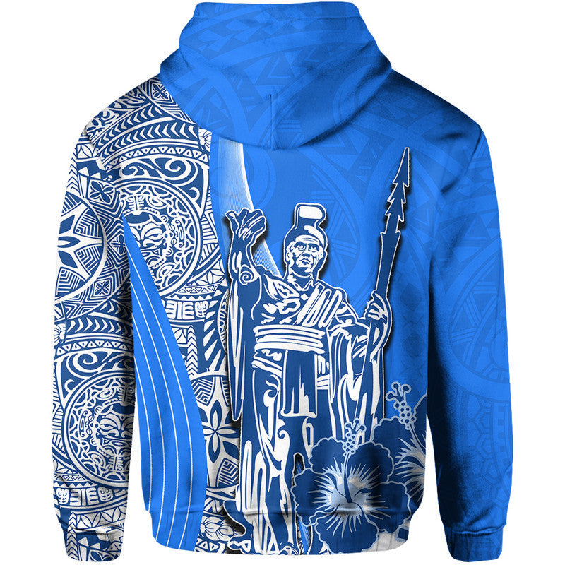 Hawaiian King Kamehameha Hoodie Vibe Blue Style LT6 - Wonder Print Shop