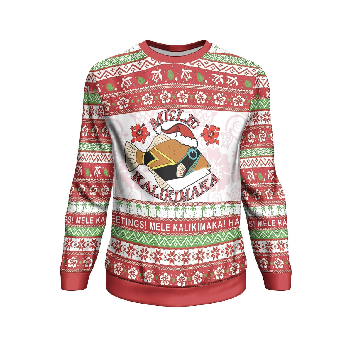Hawaii Ugly Christmas Sweatshirt - Humuhumu Fish - Wonder Print Shop