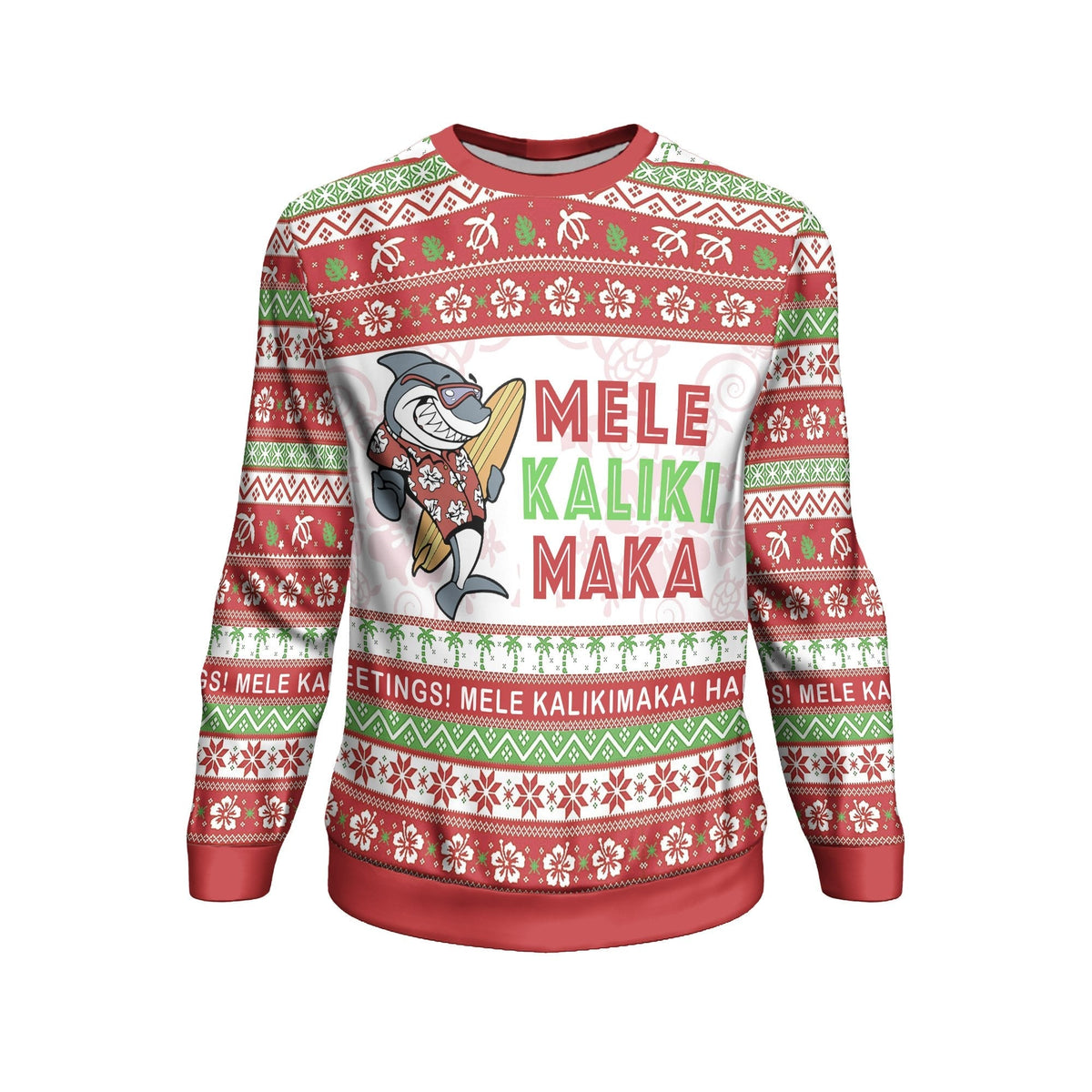 Hawaii Ugly Christmas Sweatshirt - Shark Version - Wonder Print Shop
