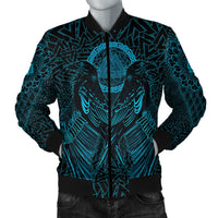 Viking Bomber Jacket Raven Valknut Cyan RLT12 - Wonder Print Shop