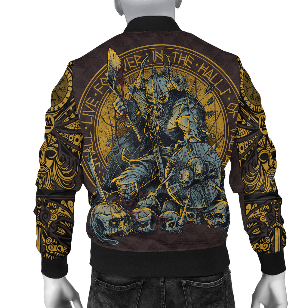 Viking Bomber Jacket Warrior Viking Shield Skull RLT12 - Wonder Print Shop