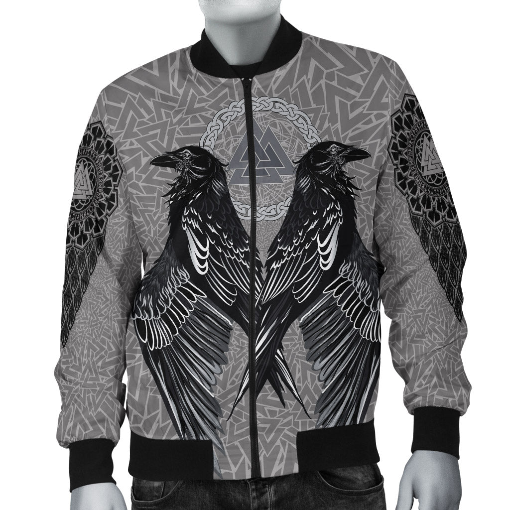 Viking Bomber Jacket Raven Valknut RLT12 - Wonder Print Shop