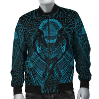Viking Bomber Jacket Raven Valknut Cyan RLT12 - Wonder Print Shop