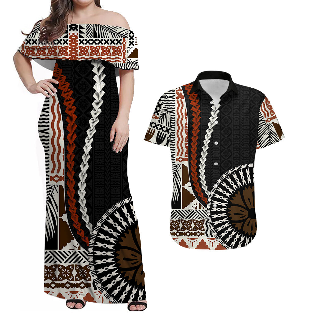 Bula Fiji Matching Hawaiian Shirt And Dress Masi Tapa Patterns Style LT6 - Wonder Print Shop
