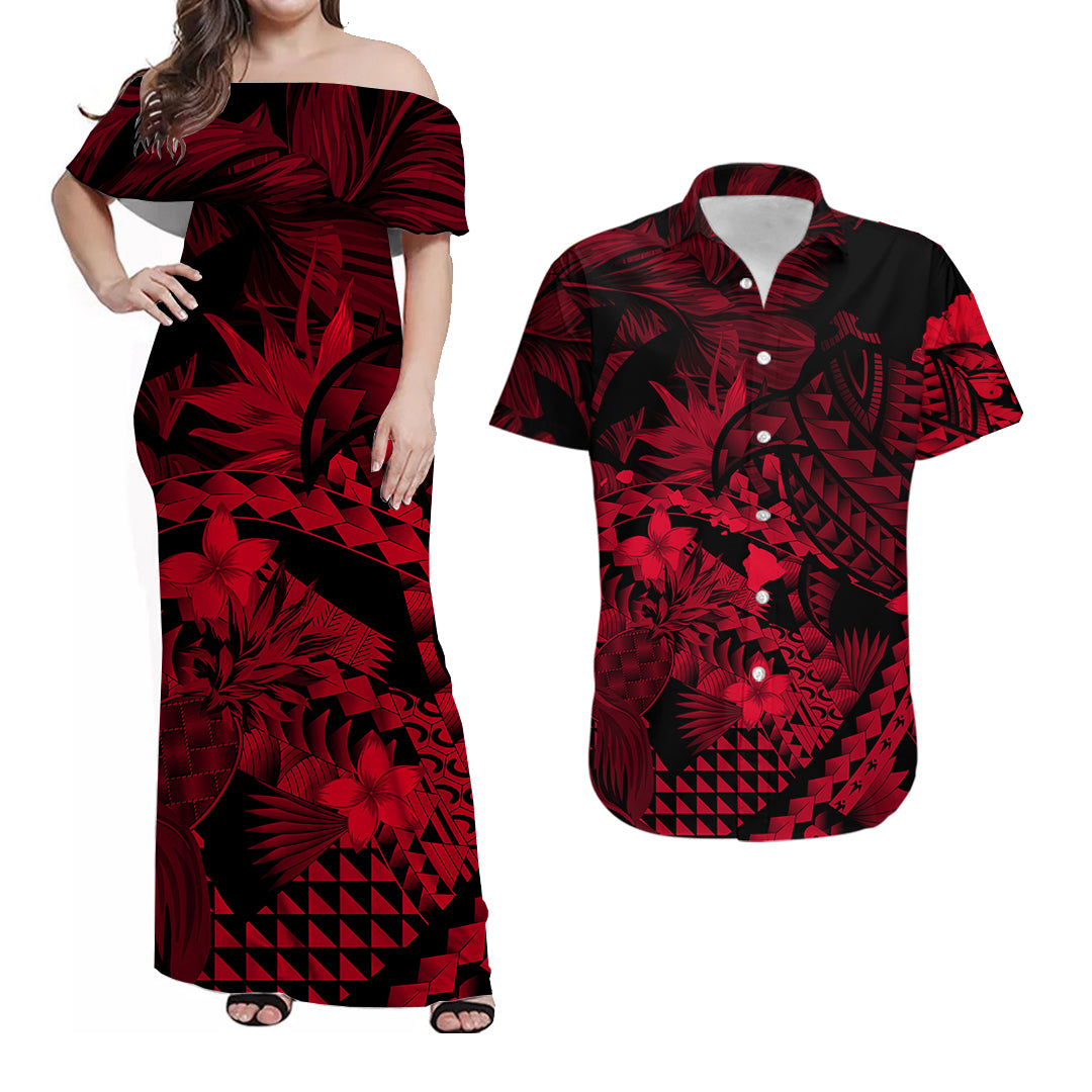 Polynesian Hawaiian With Turrtle Matching Hawaiian Shirt And Dress No.6 LT6 - Wonder Print Shop