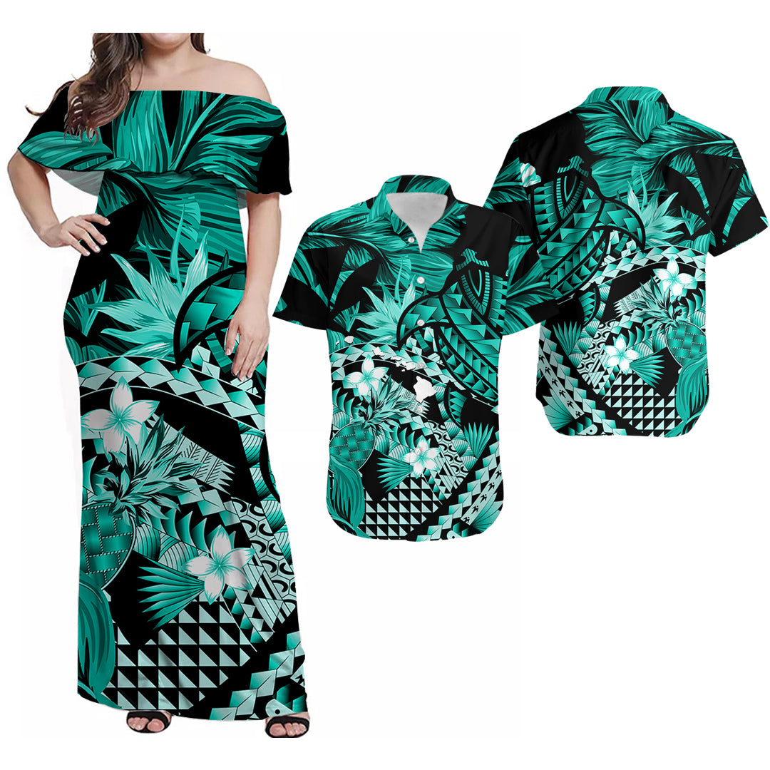Polynesian Hawaiian With Turrtle Matching Hawaiian Shirt And Dress No.7 LT6 - Wonder Print Shop