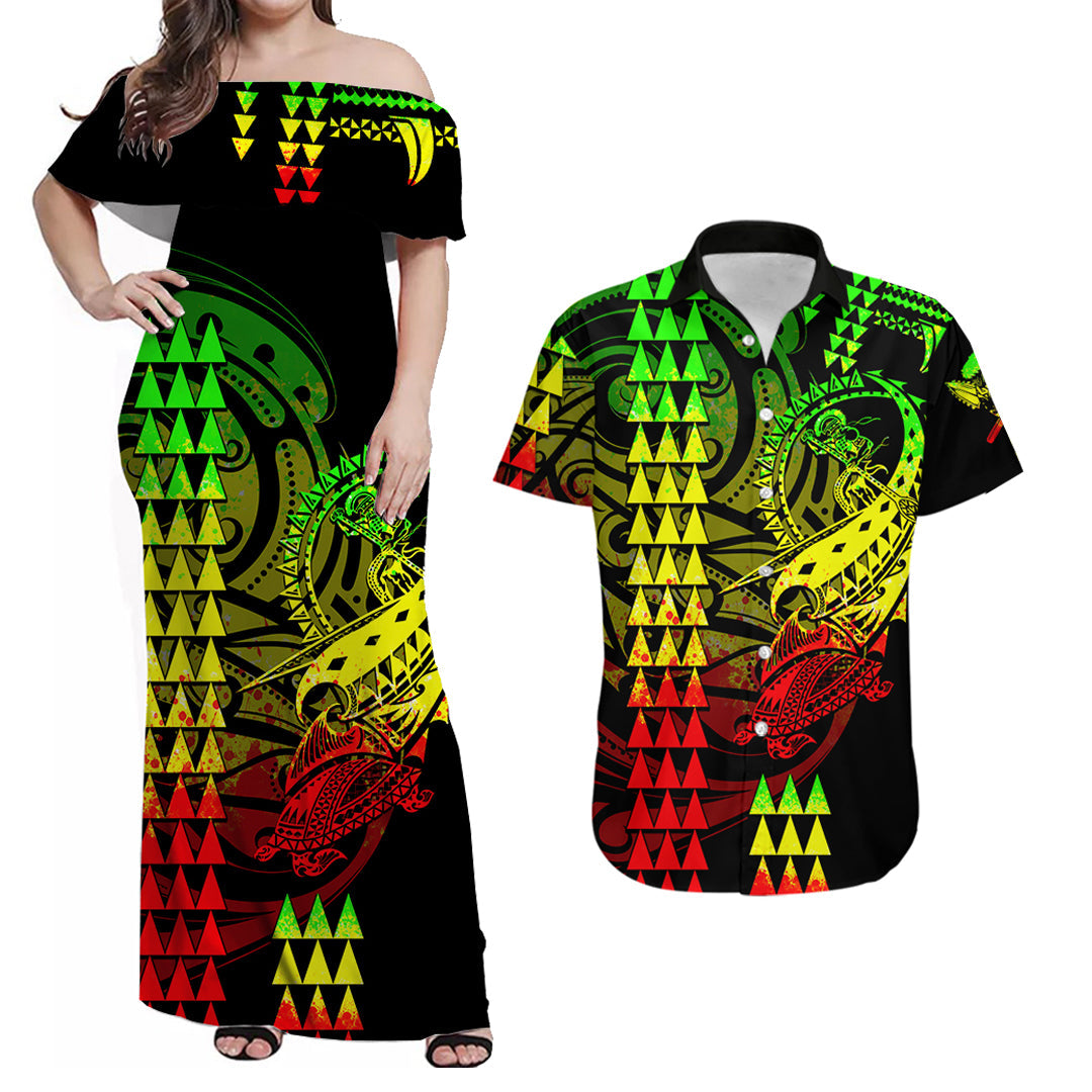 Hawaii Polynesian Warrior Kakau Matching Hawaiian Shirt And DressReggage LT6 - Wonder Print Shop