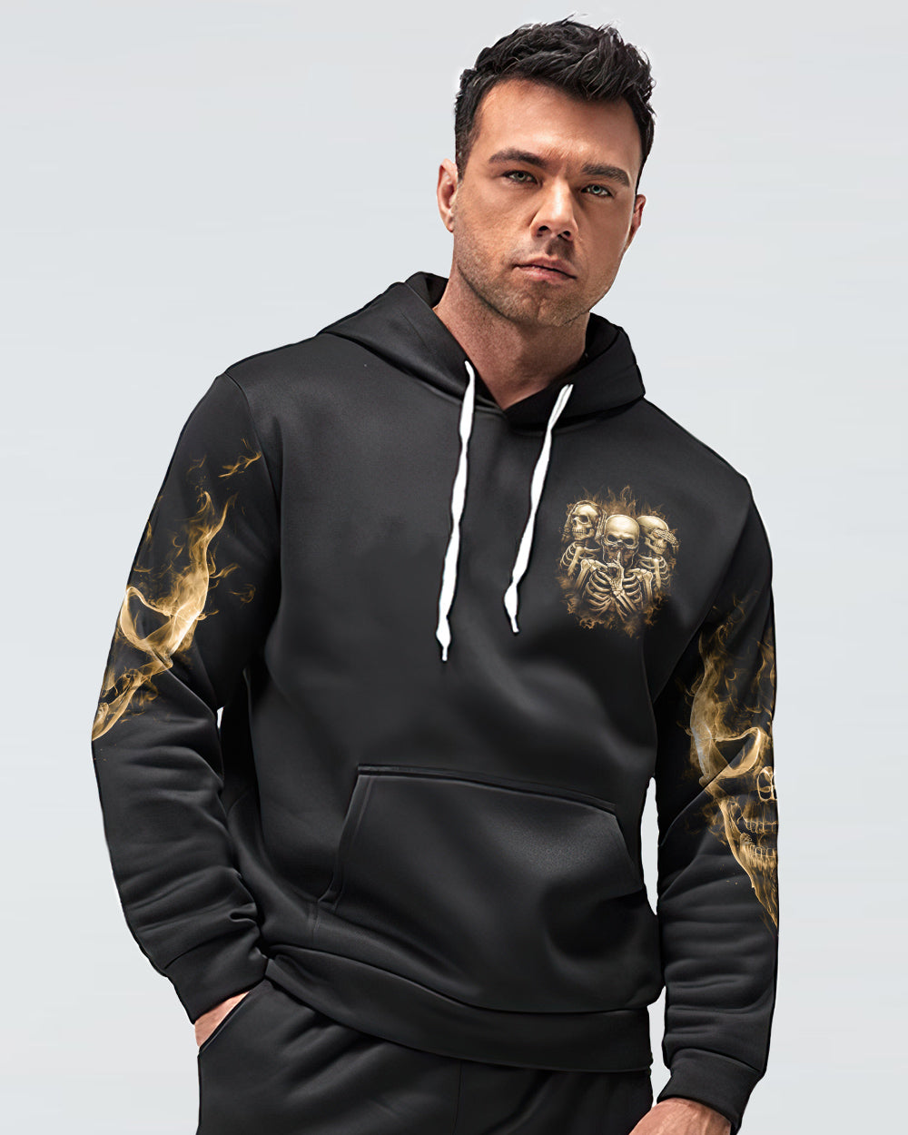 Mens Skull Hoodie Stuck Between IDK IDC And IDGAF - Wonder Print Shop
