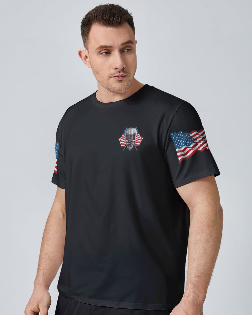 I Believe In Respect Metal Skull Flag Mens Patriotic T Shirt - Wonder Print Shop