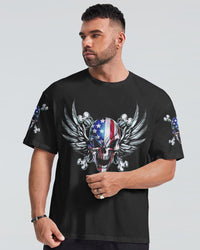 America Live It Love It Wings Skull Mens Patriotic T Shirt - Wonder Print Shop