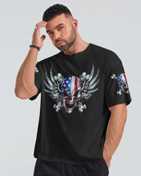 America Live It Love It Wings Skull Mens Patriotic T Shirt - Wonder Print Shop