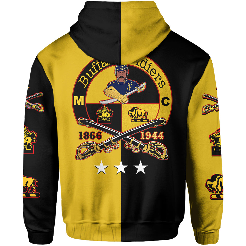 Buffalo Soldiers Hoodie Black Gold Style LT6 - Wonder Print Shop