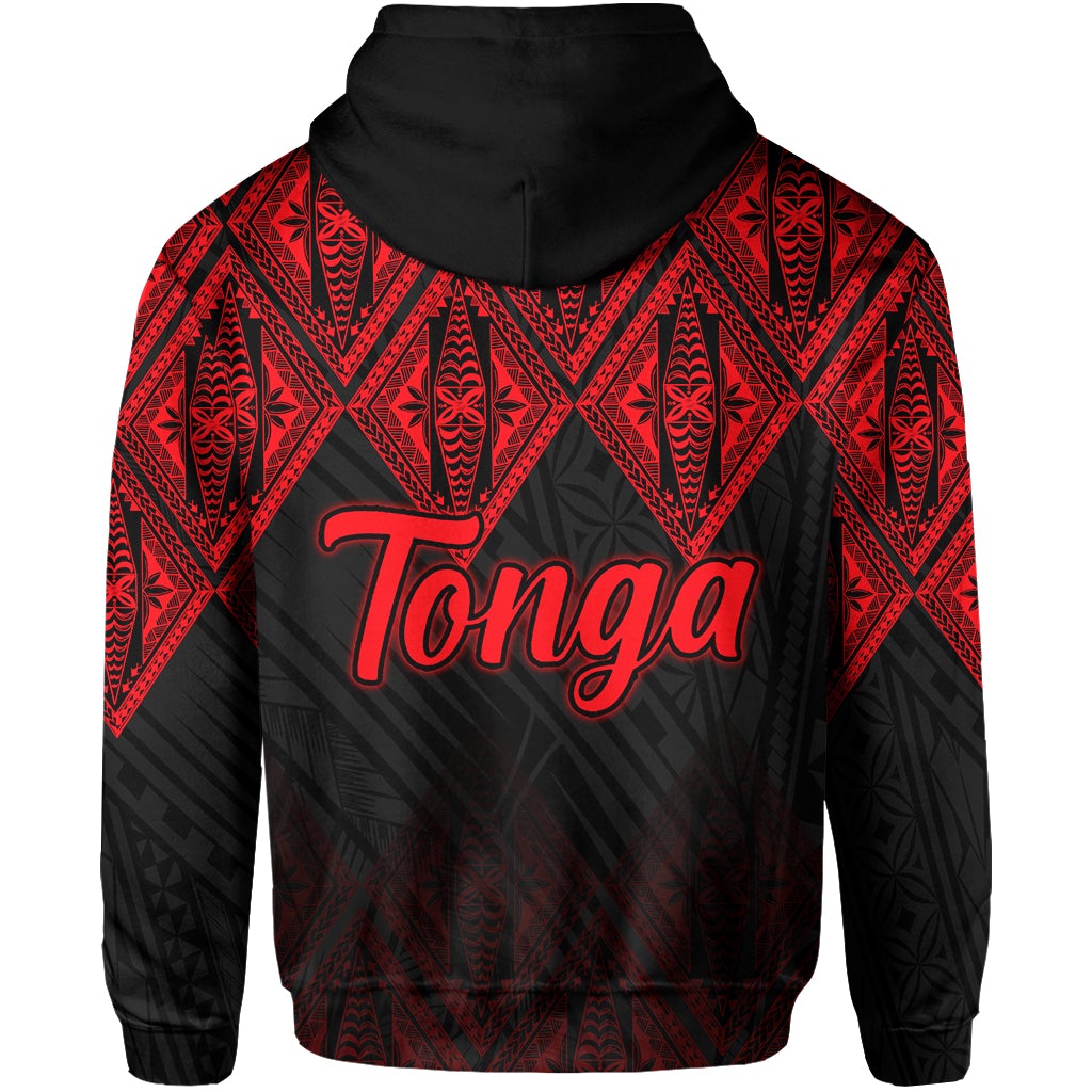 Tonga Zip Hoodie Ngatu Black and Red Style LT6 - Wonder Print Shop