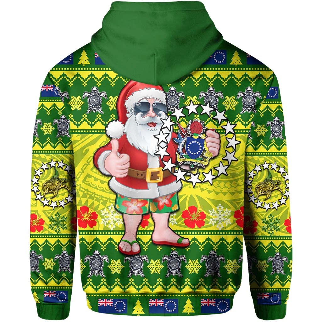Cook Islands Christmas Hoodie Cool Santa Claus LT6 - Wonder Print Shop