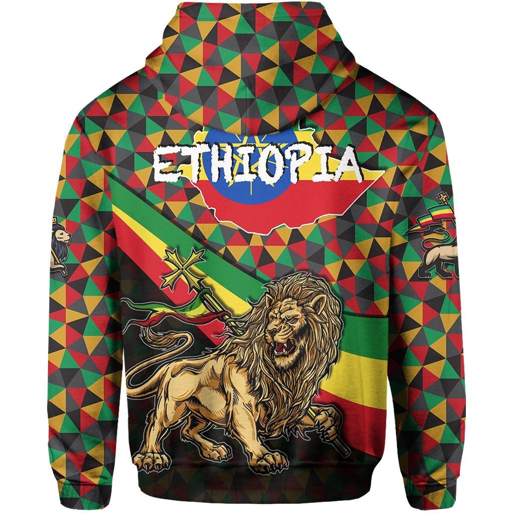 Ethiopia Zip Hoodie Lion Of Judah Rasta Patterns LT6 - Wonder Print Shop