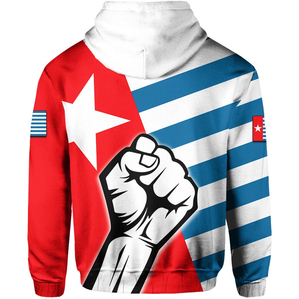 Free West Papua Hoodie Clenched Hands Flag LT6 - Wonder Print Shop