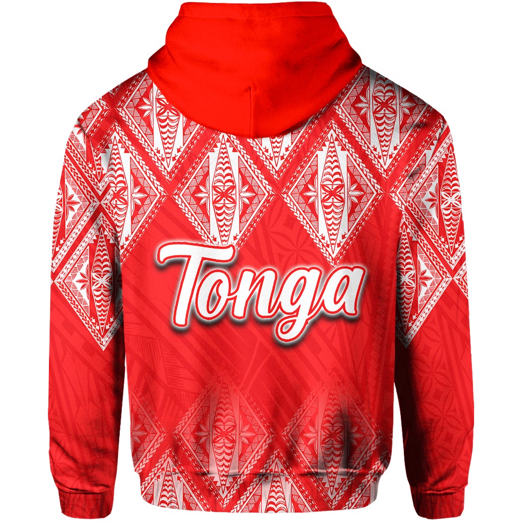 Tonga Zip Hoodie Ngatu White and Red Style LT6 - Wonder Print Shop