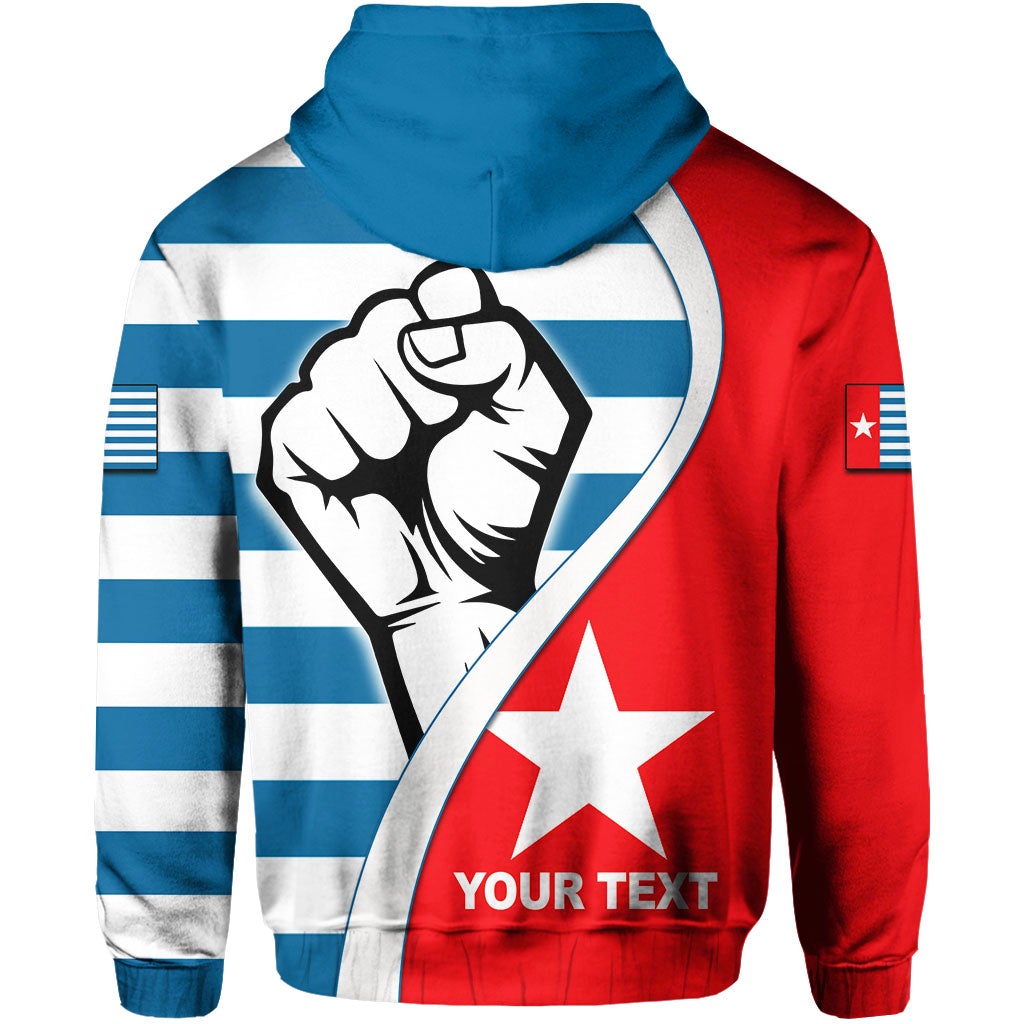 Custom West Papua Zip Up Hoodie Clenched Hands Flag LT6 - Wonder Print Shop