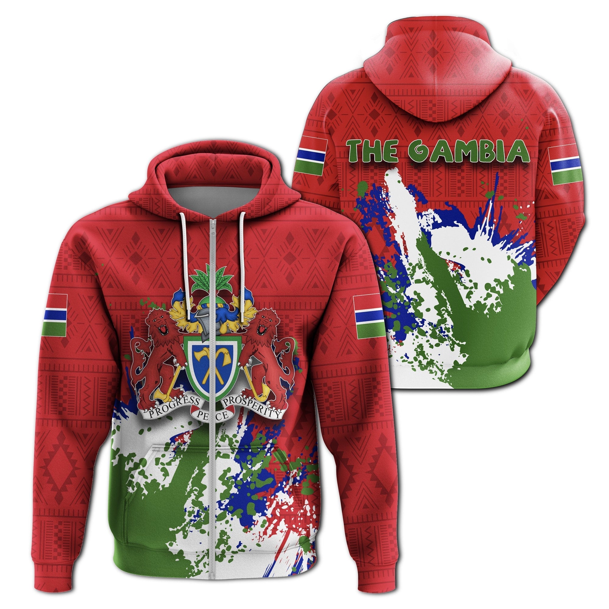 african-hoodie-the-gambia-coat-of-arms-zipper-hoodie-spaint-style