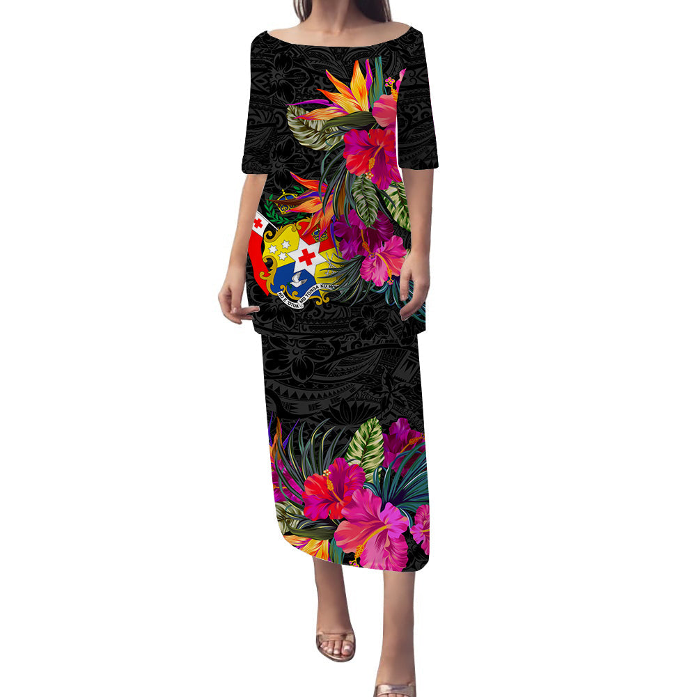 Tonga Hibiscus Polynesian Tribal Puletasi Dress
