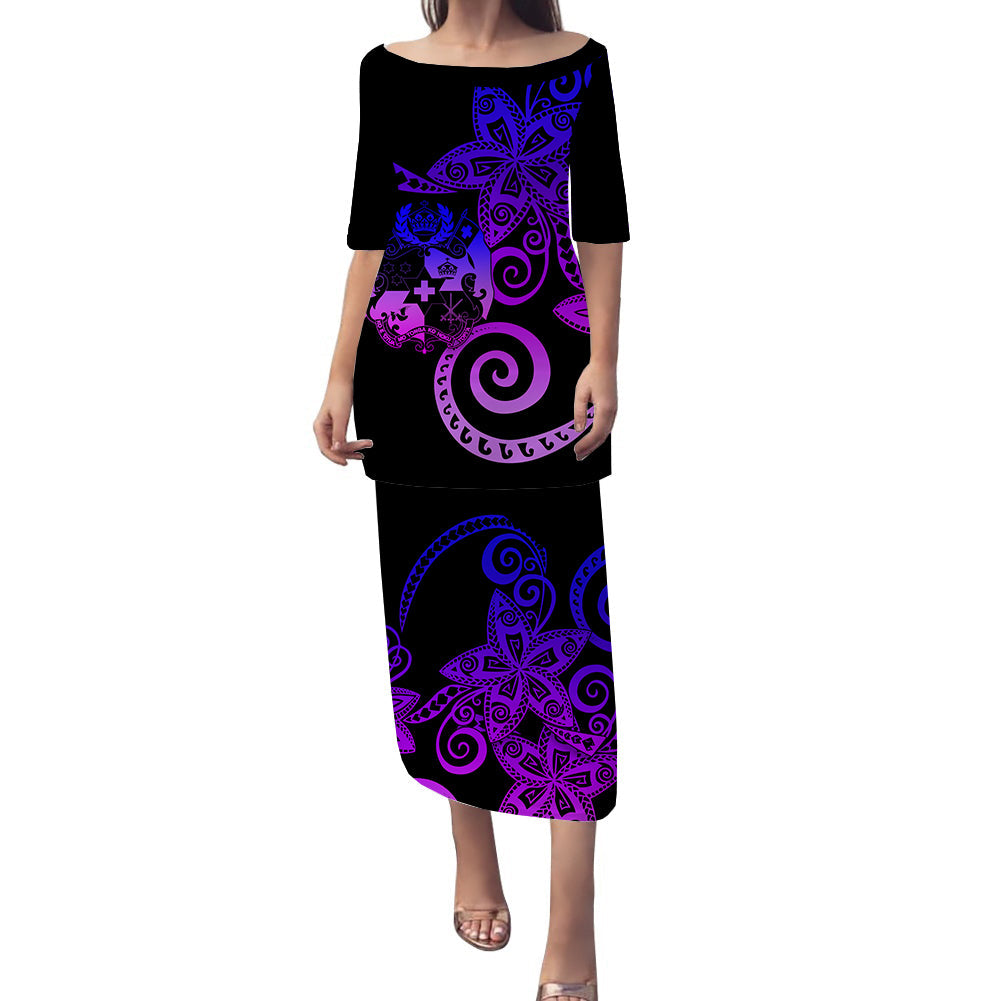 Tonga Plumeria Polynesian Tribal Puletasi Dress - LT12