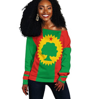 Wonder Print Shop Ethiopia, Off Shoulder Sweater Flag of Oromo Liberation - Wonder Print Shop