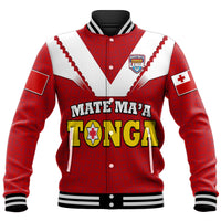 Custom Personalised Mate Ma'a Tonga Rugby Baseball Jacket Tongan Kupesi Red Style LT9 - Wonder Print Shop