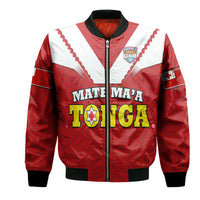 Custom Personalised Mate Ma'a Tonga Rugby Bomber Jacket Tongan Kupesi Red Style LT9 - Wonder Print Shop