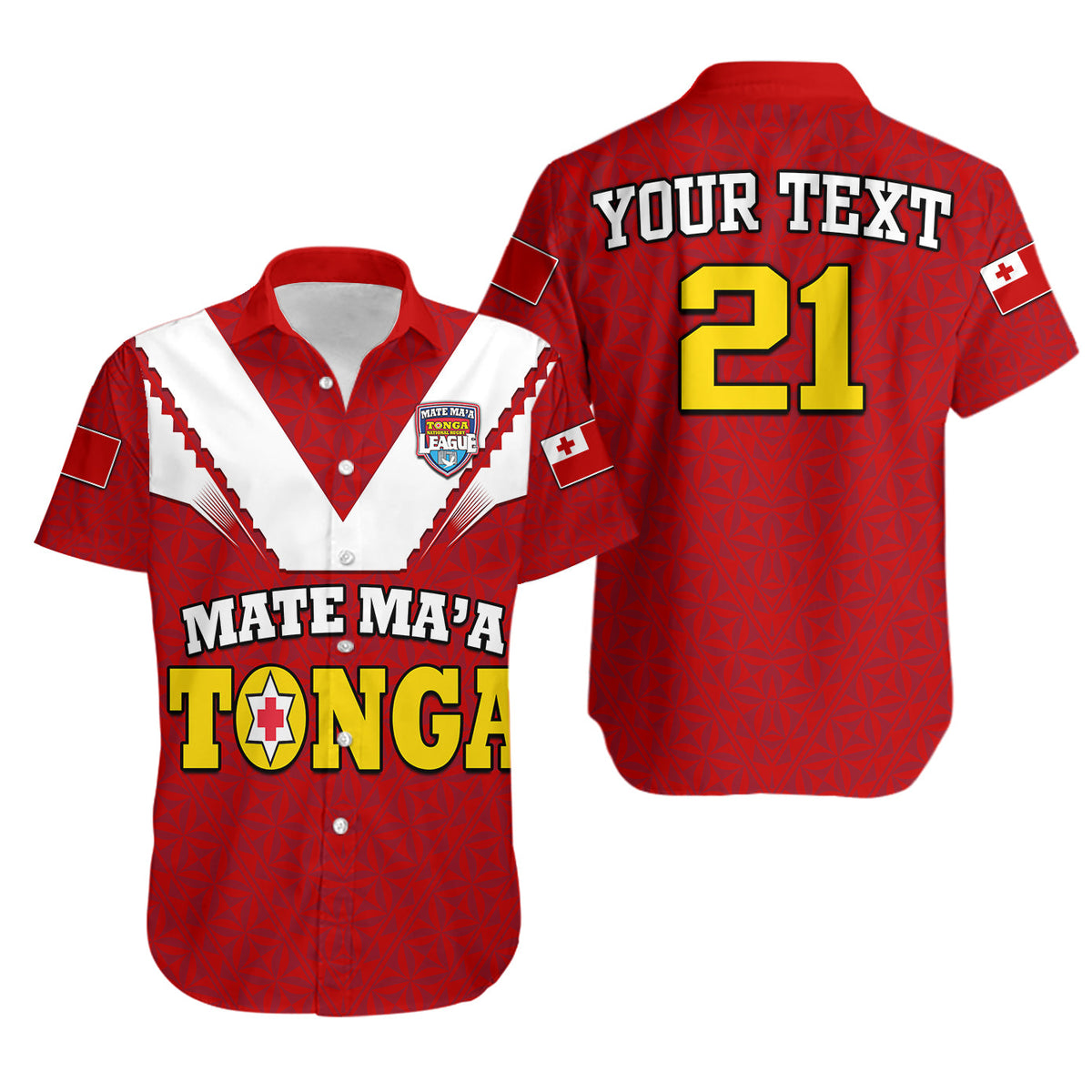 Custom Personalised Mate Ma'a Tonga Rugby Hawaiian Shirt Tongan Kupesi Red Style - Wonder Print Shop
