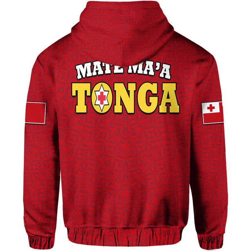 Mate Maa Tonga Rugby Hoodie Tongan Kupesi Red Style - Wonder Print Shop