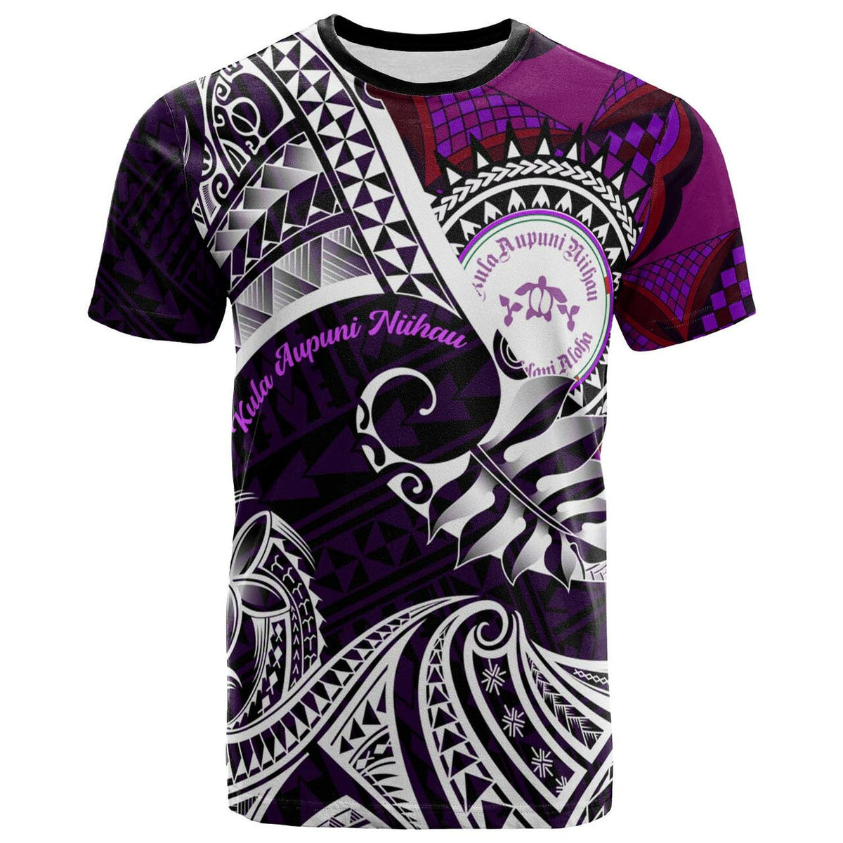 Hawaii Custom Polynesian T Shirt Niihau High and Elementary School Turtles Maroon Hawaii Pattern LT10 - Wonder Print Shop