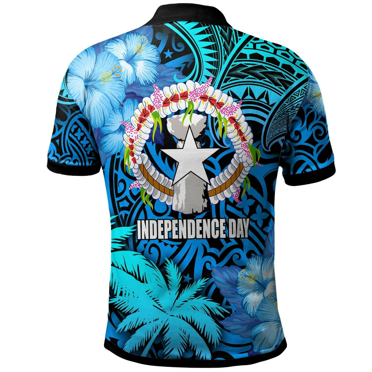 Northern Mariana Islands Polo Shirt CNMI Polynesian Culture with Hibicus Tropical Flower LT10 - Wonder Print Shop