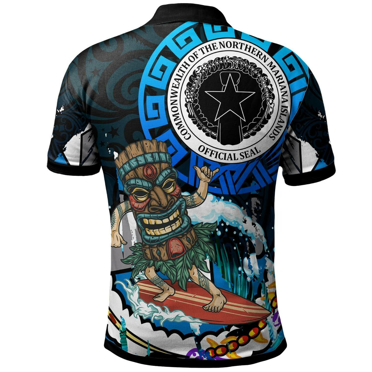 Northern Mariana Islands Polo Shirt CNMI Polynesian Culture with Tiki Surf Style LT10 - Wonder Print Shop