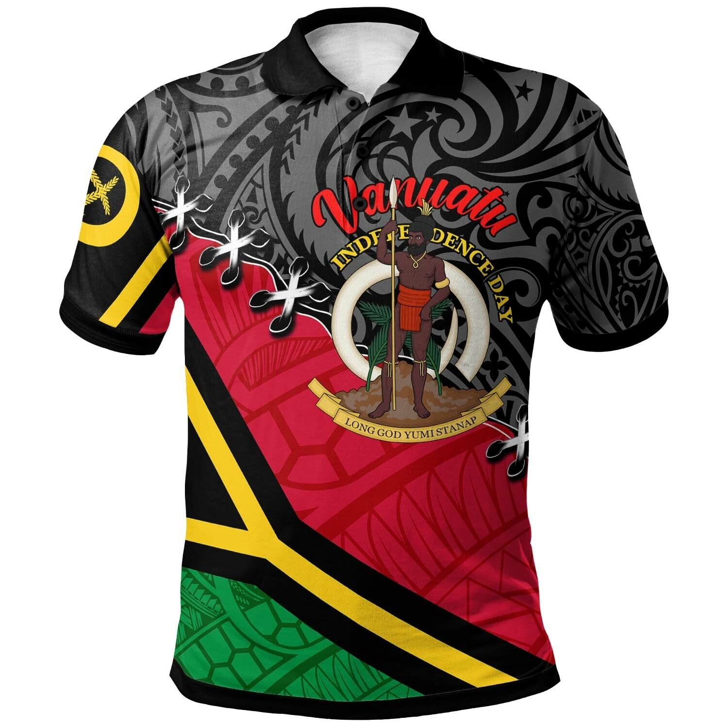 Vanuatu Polo Shirt Custom Vanuatu Independence Anniversary with Coat of Arms and Polynesian Polo Shirt LT10 - Wonder Print Shop