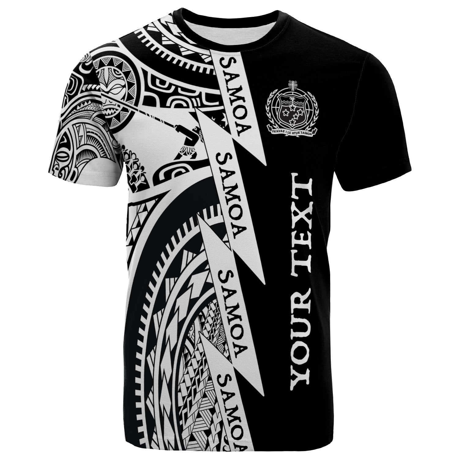 custom-personalised-text-samoa-premium-t-shirt-samoa-coat-of-arms-polynesian-tattoo-white-new