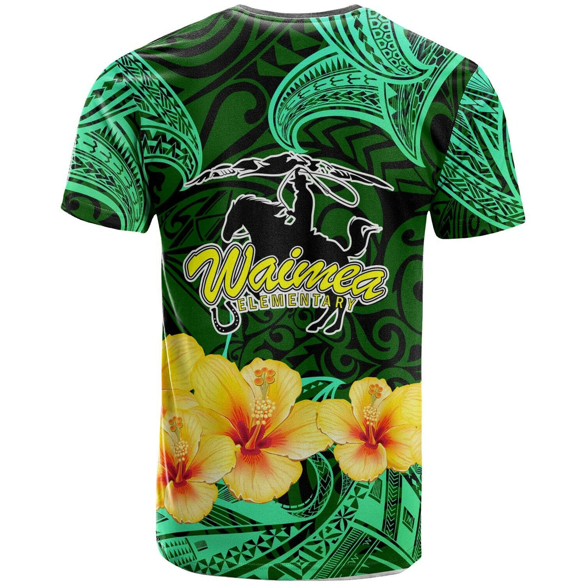 Hawaii Polynesian T Shirt Waimea Elementary School with Polynesian Patterns and Hibicus Flower LT10 - Wonder Print Shop