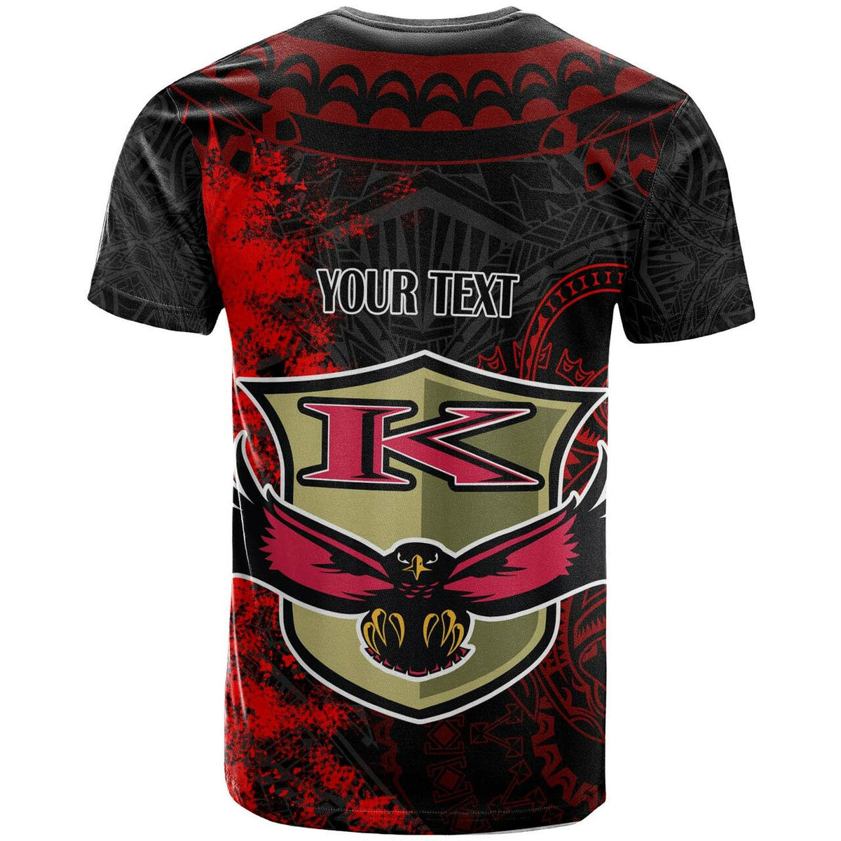 Hawaii Custom Polynesian T Shirt Kauai High School Red Eagles Polynesian Tribal Pattern LT10 - Wonder Print Shop
