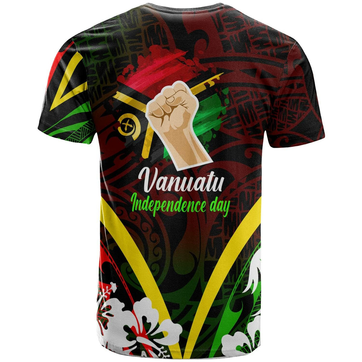 Vanuatu T Shirt Vanuatu Independence Day Annivesary with Plumerian and Polynesian Patterns T Shirt LT10 - Wonder Print Shop