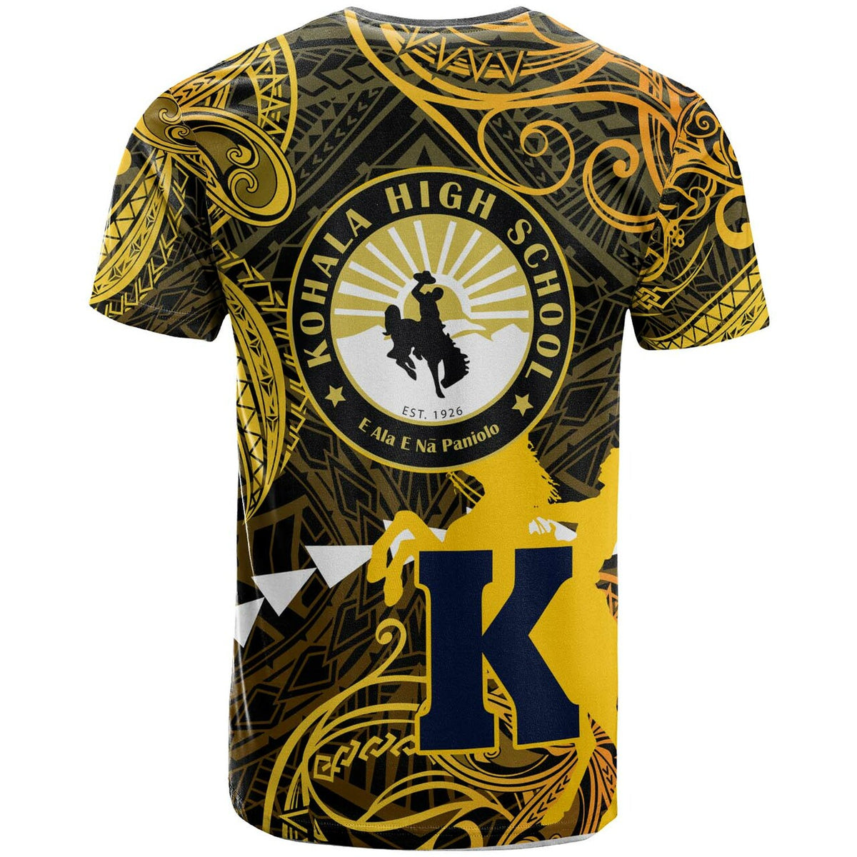 Hawaii Polynesian T Shirt Kohala High School Cowboy with Polynesian Patterns LT10 - Wonder Print Shop
