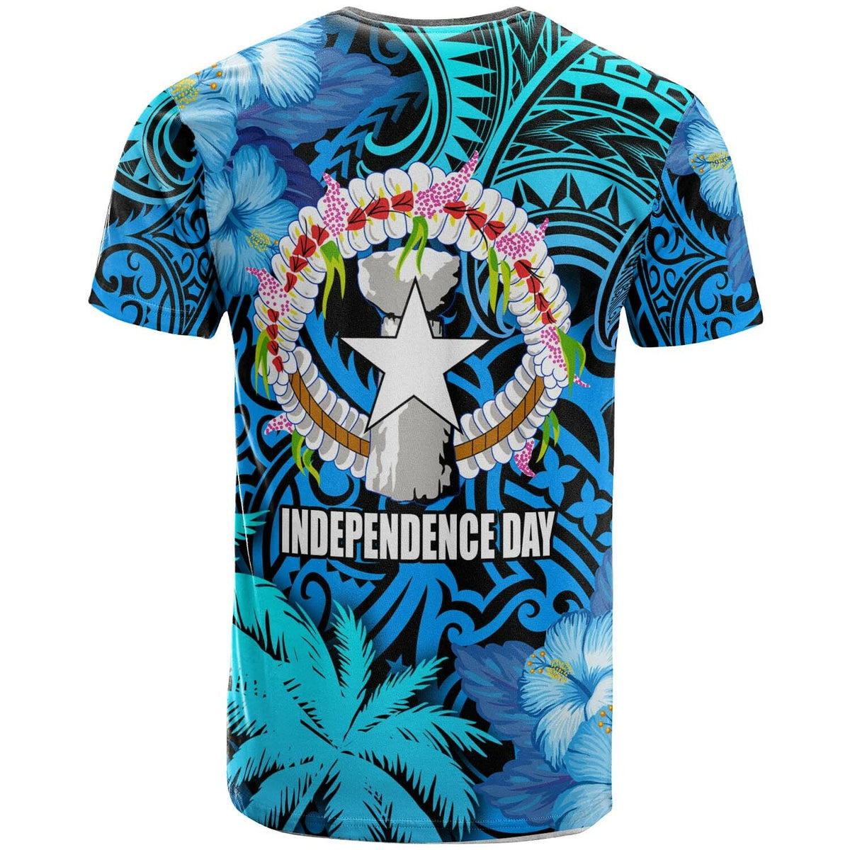 Northern Mariana Islands T Shirt CNMI Polynesian Culture with Hibicus Tropical Flower LT10 - Wonder Print Shop