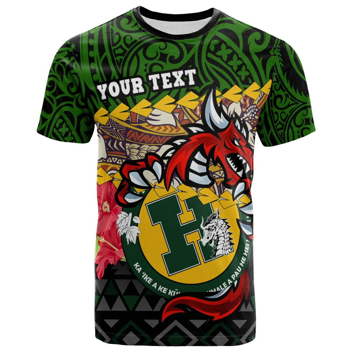 Custom Hawaii T Shirt Hana High and intermediate School Dragon Polynesian Pattern LT10 - Wonder Print Shop