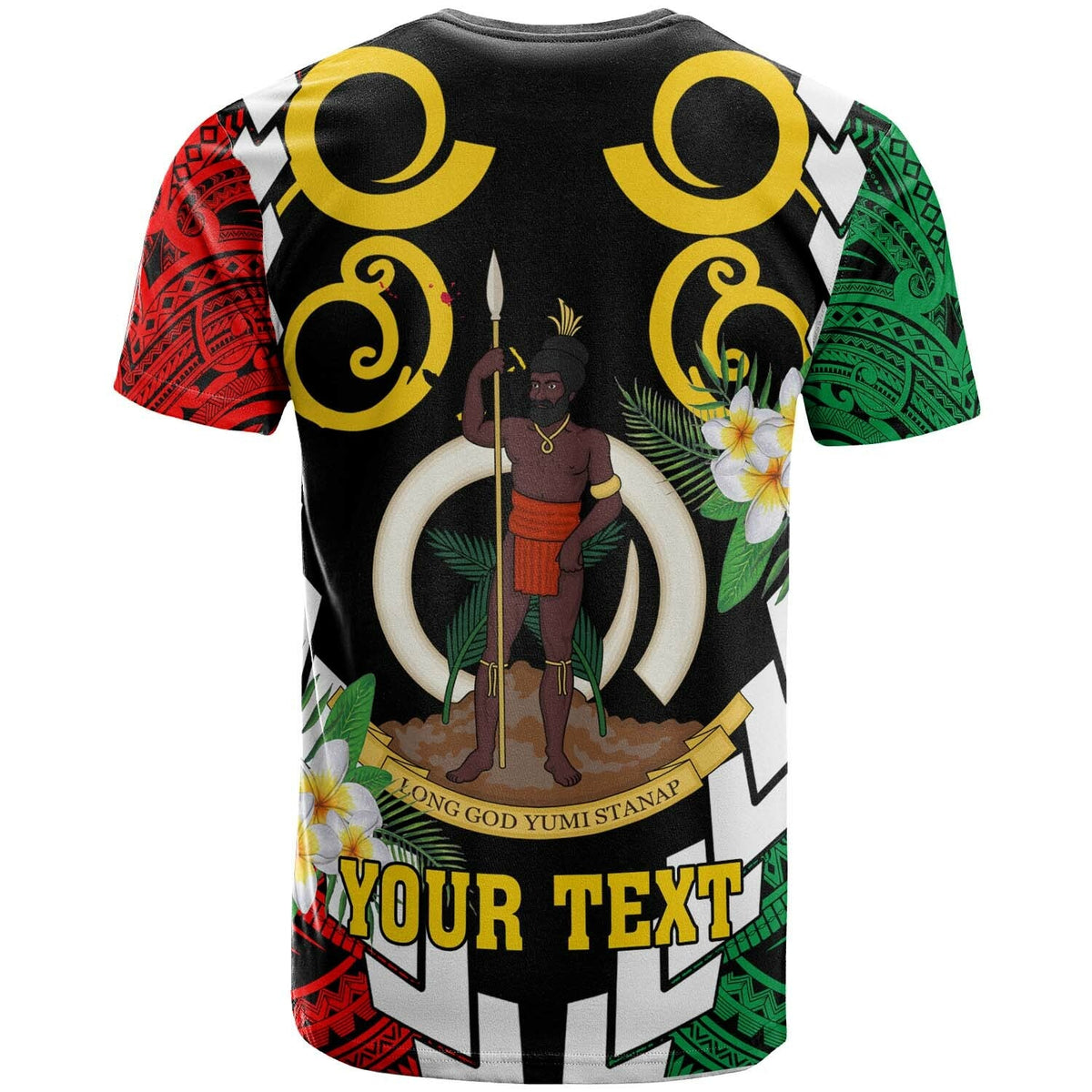 Vanuatu T Shirt Custom Vanuatu Independence Anniversary Plumeria Flower and Polynesian Patterns T Shirt LT10 - Wonder Print Shop