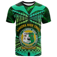 Tonga Custom T Shirt Liahona High Shool with Tonga Patterns with Green Effect LT10 - Wonder Print Shop