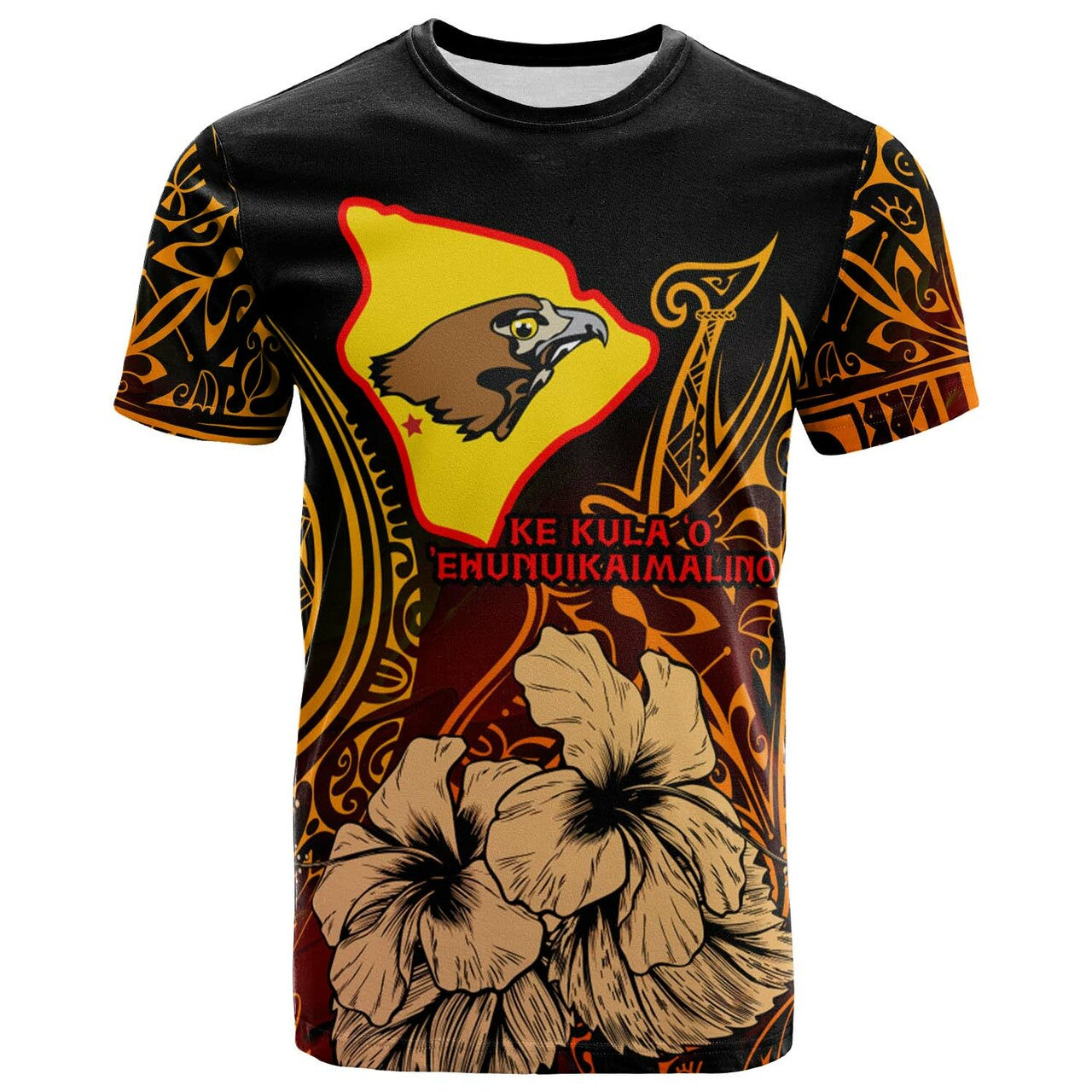 Custom Hawaii T Shirt Ke Kula o Ehunuikaimalino High School with Polynesian Pattern LT10 - Wonder Print Shop