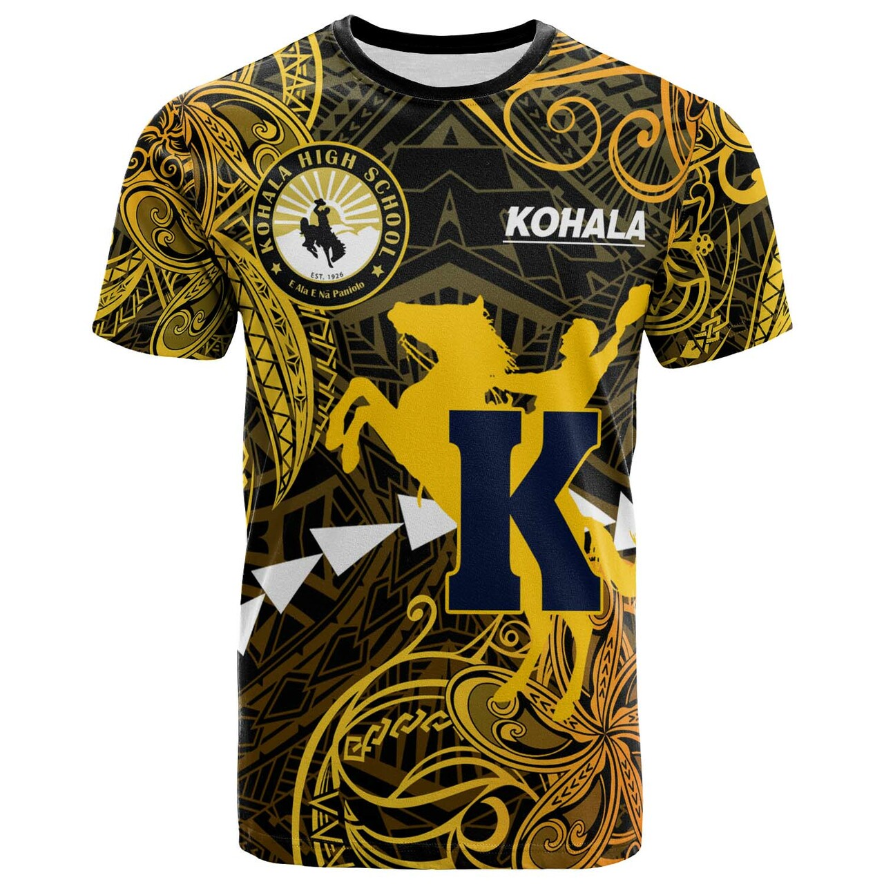 Hawaii Polynesian T Shirt Kohala High School Cowboy with Polynesian Patterns LT10 - Wonder Print Shop