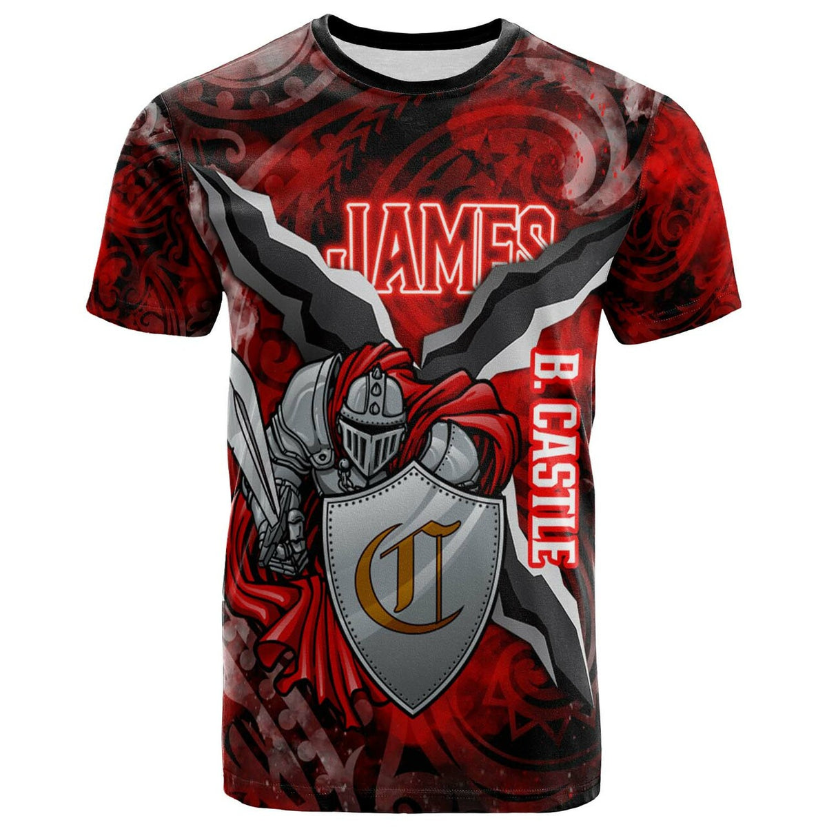 Custom Hawaii T Shirt James B. Castle High School Knights Polynesian LT10 - Wonder Print Shop