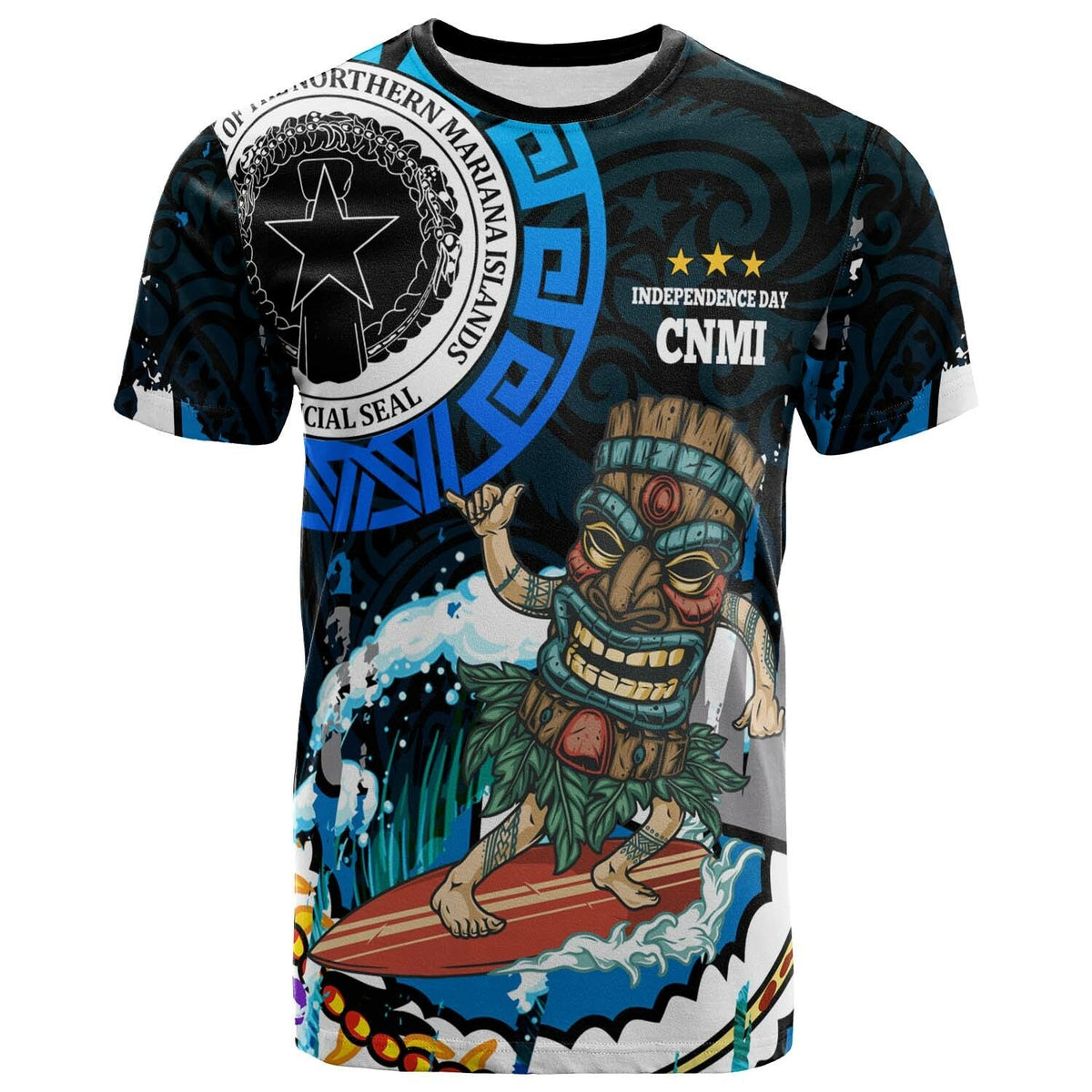 Northern Mariana Islands T Shirt CNMI Polynesian Culture with Tiki Surf Style LT10 - Wonder Print Shop