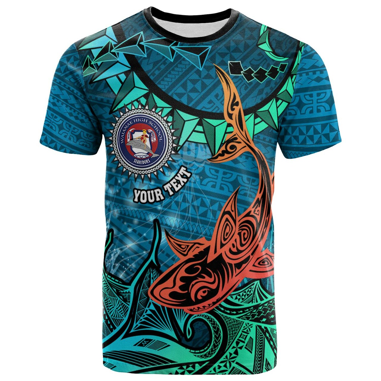 Custom Hawaii T Shirt Waianae High School Polynesian Seariders Tribal Pattern LT10 - Wonder Print Shop